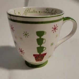 Starbucks 2006 Holiday Footed Coffee Mug Topiary Dazzle Glisten Delight 16 Oz